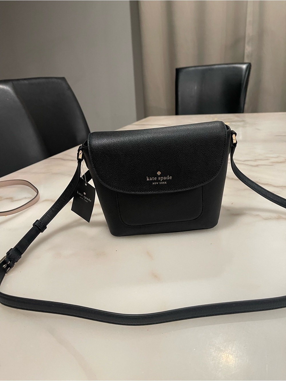 kate spade Black Pebbled Leather Crossbody Bag with Gold Logo - Picture 4 of 7